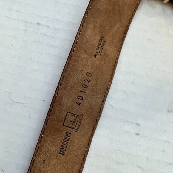 Moschino Vintage Gold Letters Red Leather Belt Size 44 / CLOFA